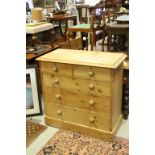 19th century Pine Chest of Two Short over Three Long Drawers on Plinth Base, 98cms wide x 48cms deep