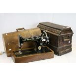 Wooden cased Singer Sewing Machine with accessories plus another