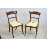 Pair of Early 19th century Regency Mahogany Dining Chairs with Reeded and Twisted Carving, Drop In