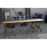 Good Pine Trestle Table, 7' 6" long