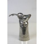 English Pewter ' Stag Head ' Stirrup Cup, 13cms high