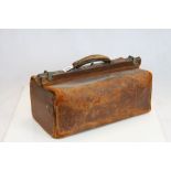 Antique leather Gladstone bag.