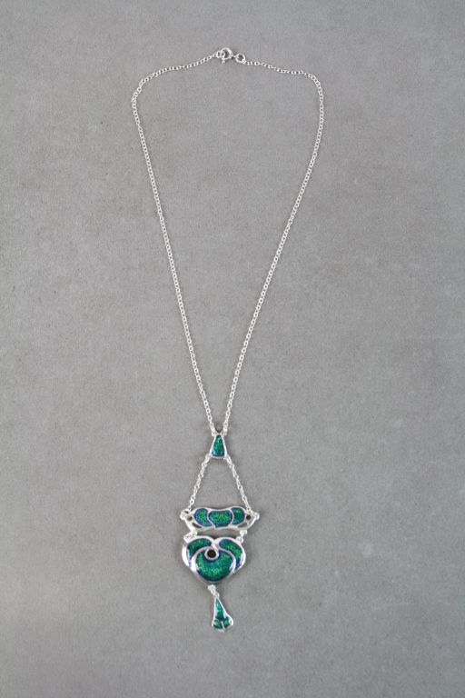 Silver and Enamel Pendant Necklace in the Charles Horner Style