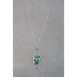 Silver and Enamel Pendant Necklace in the Charles Horner Style