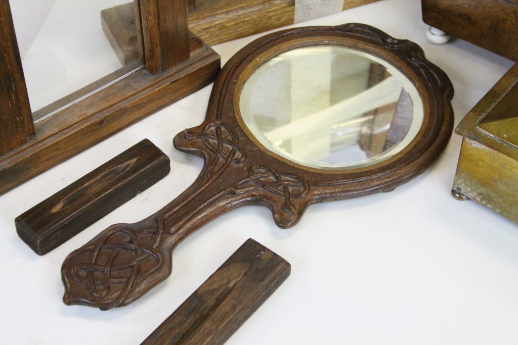 19th century twin sarcophagus tea caddy ,an Art Nouveau Hand Mirror, Two Art Deco picture frames and - Image 3 of 5