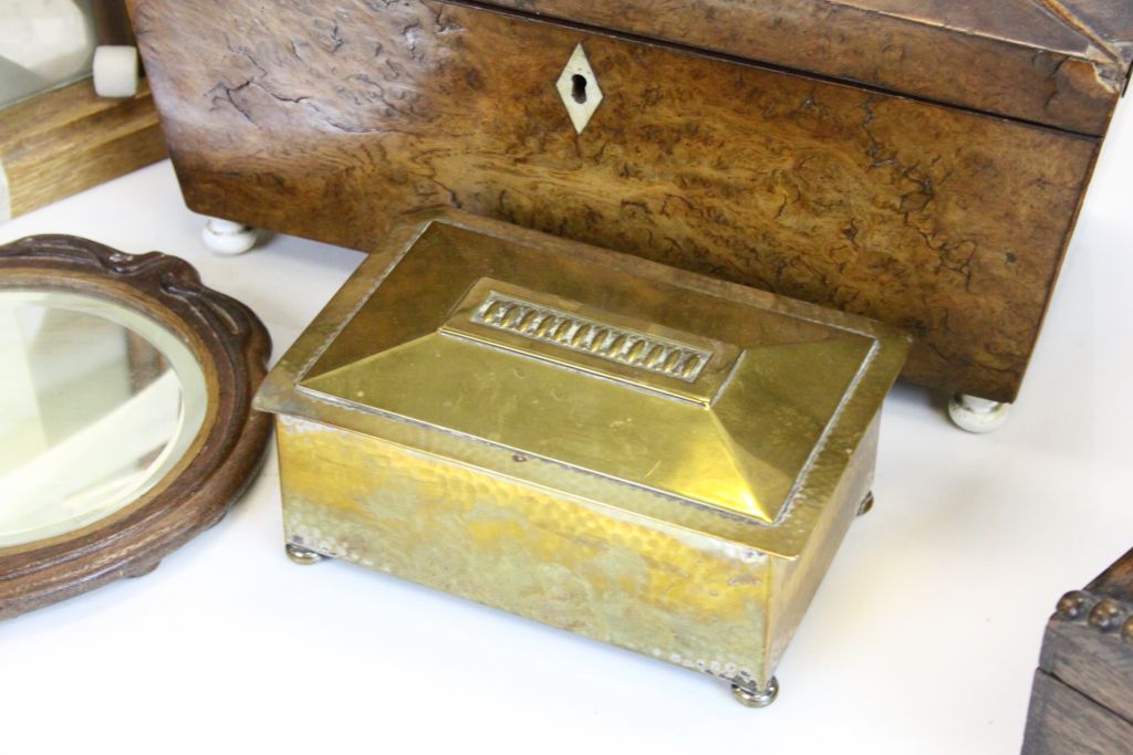 19th century twin sarcophagus tea caddy ,an Art Nouveau Hand Mirror, Two Art Deco picture frames and - Image 2 of 5