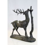 Large bronze figure of a stag after mene