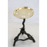 Brass Circular Top Side / Lamp Table, the base made from Seven Entwined Antelope Horns, top 30cms