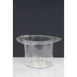 A retro clear perspex ice bucket in the form of a top hat