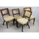 Near Set of Four Thos Edwards and Sons Victorian Oak Dining Chairs with padded back panel, stuff