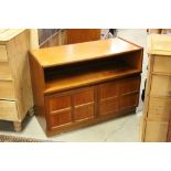 Mid 20th century Retro Nathan Teak Side Cabinet with Shelf over Two Square Panelled Cupboard