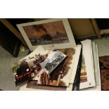 A large quantity of unframed locomotive prints.