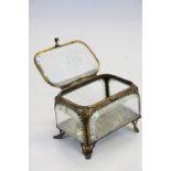 A Victorian French brass and glass jewellery casket.