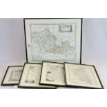 A vintage collection of framed and glazed county maps.