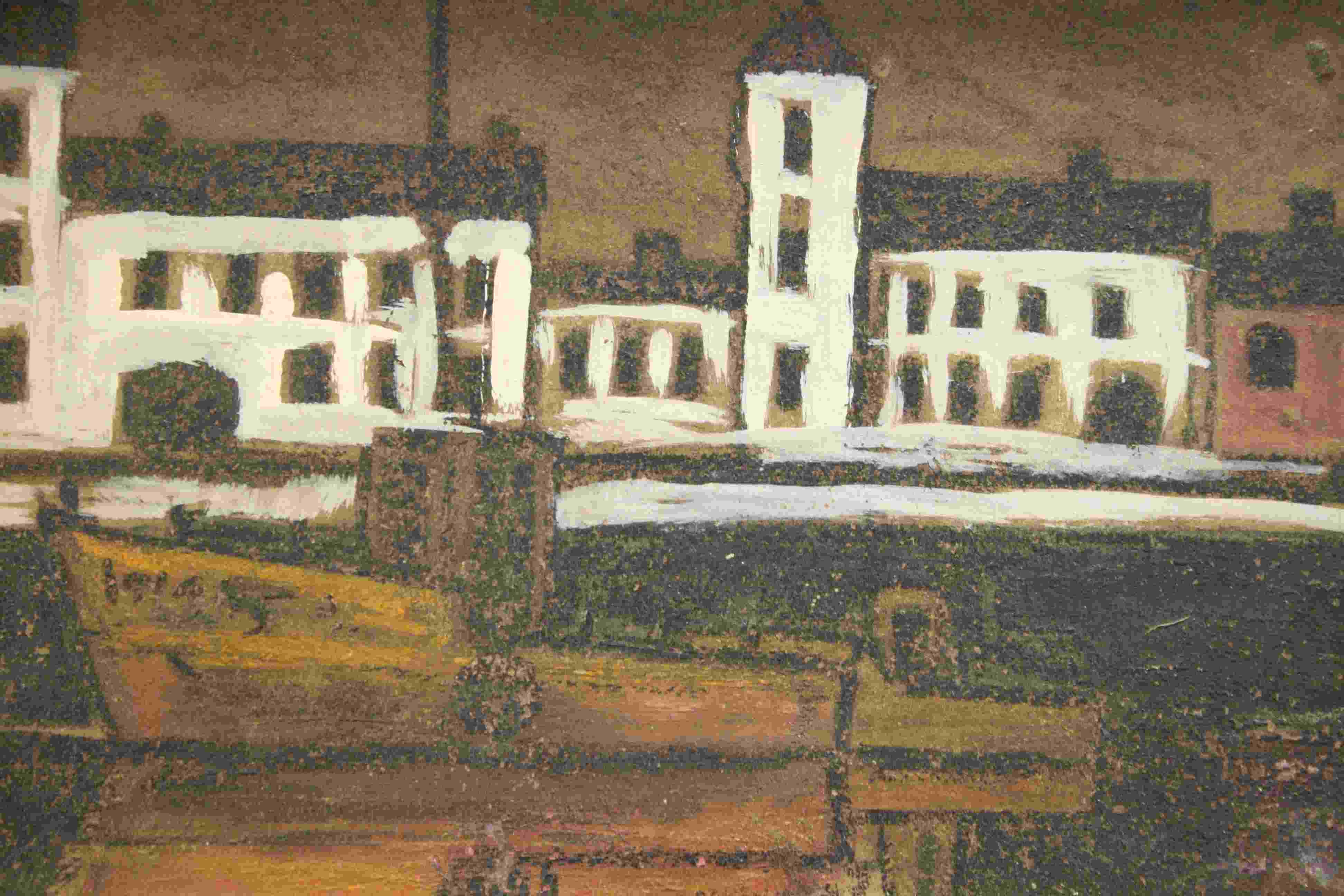 20th oil on board painting harbour scene unsigned - Image 3 of 3