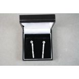 Pair of Silver and CZ Drop Earrings