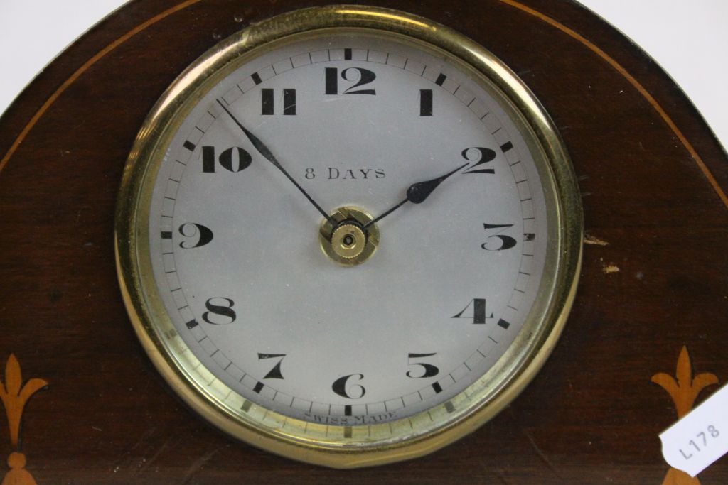 Mahogany cased Mantle Clock with later Quartz conversion, approx 25.5 x 14 x 7cm - Image 3 of 3