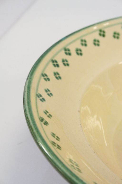 Slipware Bowl decorated with a cream glaze and green decoration, 36cms diameter - Image 3 of 5