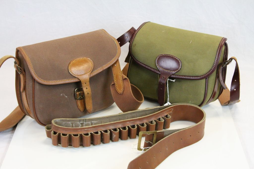 A Hales Owen Cartridge Bag, one other by Parsons and Sons and a cartridge belt.