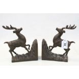 Pair of Heavy Cast Metal Stag Bookends