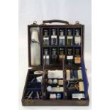 Early 20th century Wooden Cased Apothecary Box opening to reveal a tray of Ten Glass Bottles and