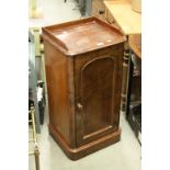 Victorian Walnut Pot Cupboard with Gallery Back and Single Panel Door, 85cms high x 453cms wide