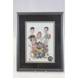 Signed Chris Margett Caricature Print of the cast of The Royle Family, limited to 1000 with coa,