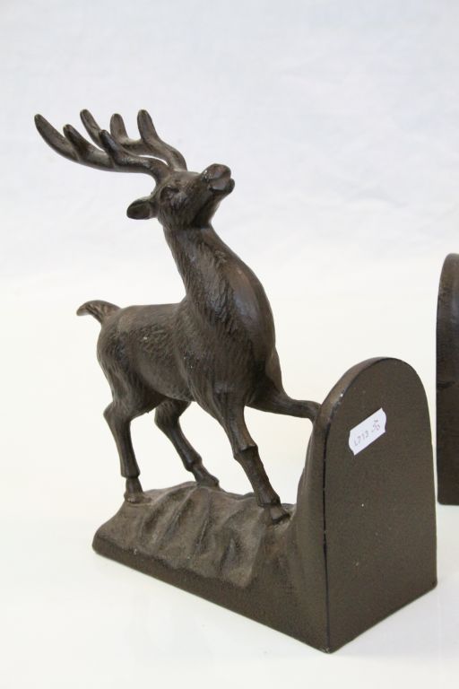 Pair of Heavy Cast Metal Stag Bookends - Image 2 of 3