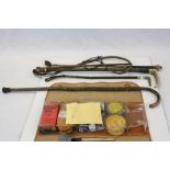 Collection of Four Vintage Whips, Walking Stick and Belvoir Saddlery Kit