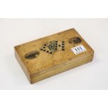 Antique Mauchline Ware Playing Card Box, the top decorated with playing cards and scenes of Wray