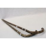 Two Early 20th century Walking Sticks - one Blackthorn with Silver Band and the other Bamboo with