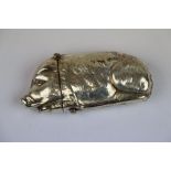 White metal Vesta in the form of a Pig, approx 7cm long