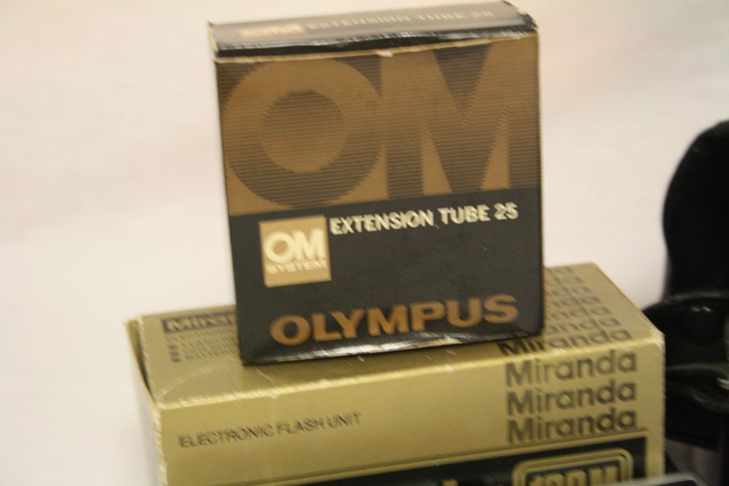 Cased Olympus OM 10 SLR Camera with Instruction Booklet, Boxed Olympus Extension Tube 24 and Miranda - Image 3 of 5