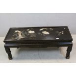 Vintage Oriental Lacquered Low Table with inset Flowers and Birds