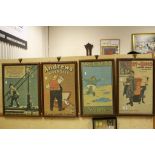 Four framed & glazed Advertising Prints all signed "Hassall" and approx 45 x 26cm