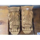 Pair of Pine Carved Corbels, 32cms high