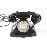 Vintage Black Bakelite Dial Telephone with Drawer, the handset stamped 164 S 44/1