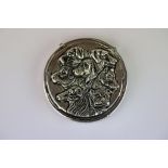 Silver plated vesta case with embossed decoration of dogs