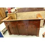 Gothic Style Stained Wooden Pulpit or Judges Bench with fitted Brass Capped Gavel Blocks to