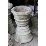 Four Circular Reconstituted Stone Garden Planters, 40cms diameter x 34cms high