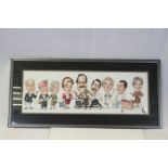 Signed Chris Margett Caricature Print of the cast of Fawlty Towers, limited to 1000 with coa,