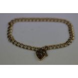 9ct yellow gold double curb link bracelet with padlock clasp