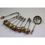 Set of six Victorian silver Apostle coffee spoons, barley twist stems and gilt scalloped bowls,