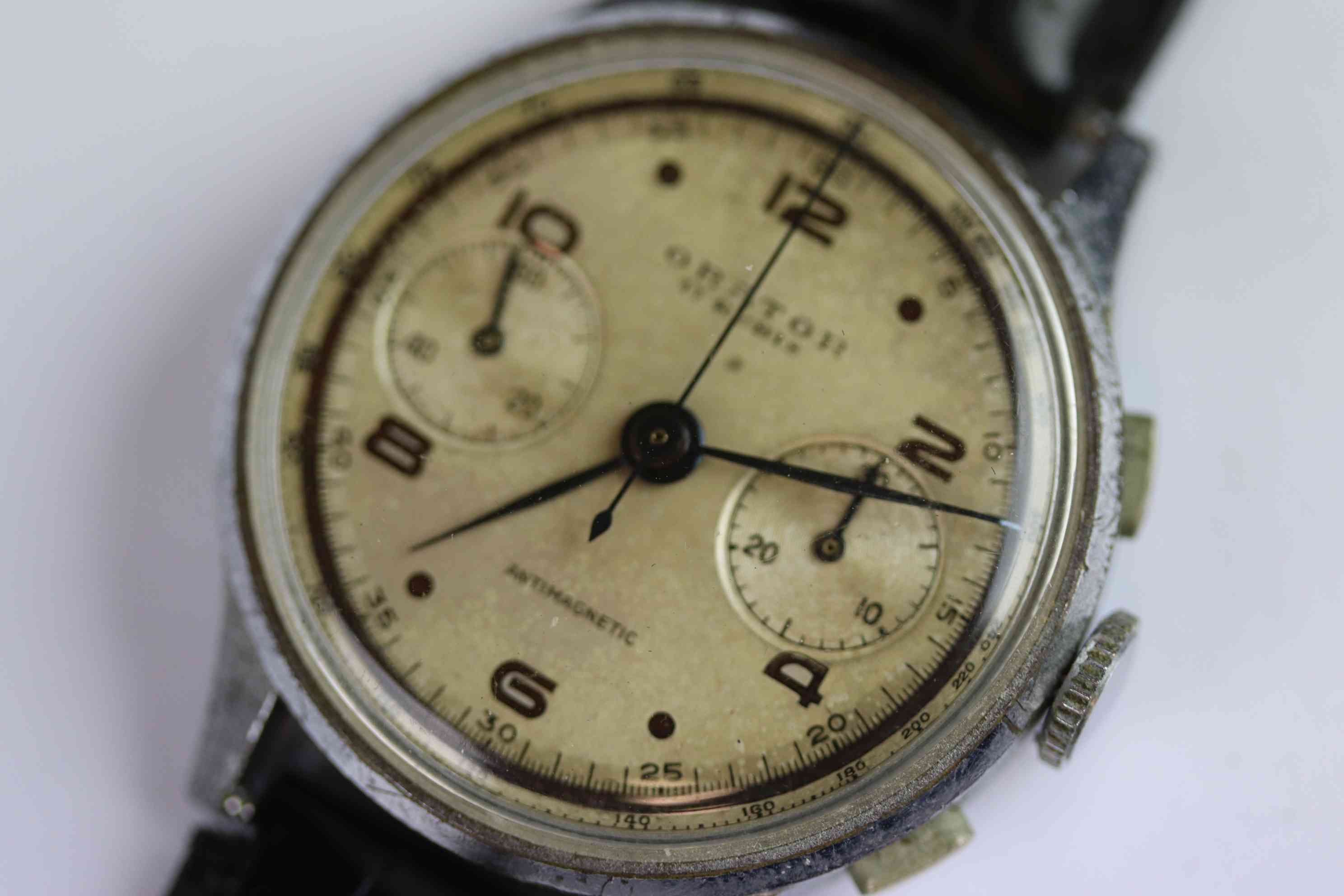 Vintage Gents Orator 17 Jewel Chronograph Wristwatch, with two button register, the silvered dial - Image 5 of 6