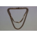 9ct yellow gold flat curb link necklace, lobster clasp, length approximately 53cm