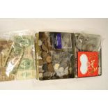 Tin of mixed vintage UK & World coinage & Banknotes to include Silver