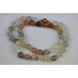 Moonstone bead necklace, formed forty-three spherical multi-coloured moonstones, diameter