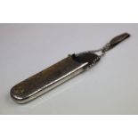 Late Victorian silver glasses case with bright cut foliate scroll decoration and blank cartouche