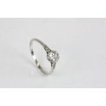 Diamond solitaire 18ct white gold platinum ring, the old cushion cut diamond weighing