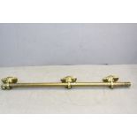 Brass Foot Rest Bar, the Three Brackets in the form of Elephant Heads, 165cms long